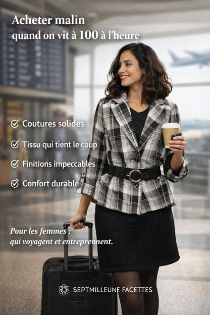 Le Blazer “Globe Élégance” – L’Esprit Seventies au Féminin
